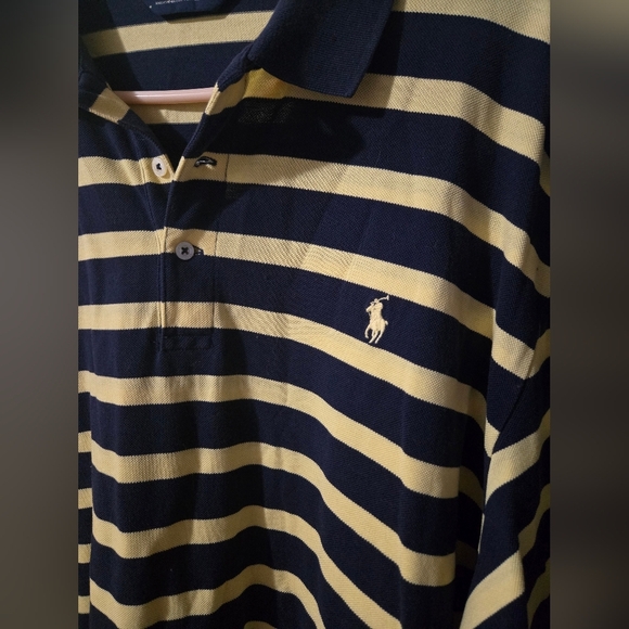 Ralph Lauren Polo Golf Pima Cotton Shirt Navy Blue Yellow Mens Size XXL - Picture 3 of 4